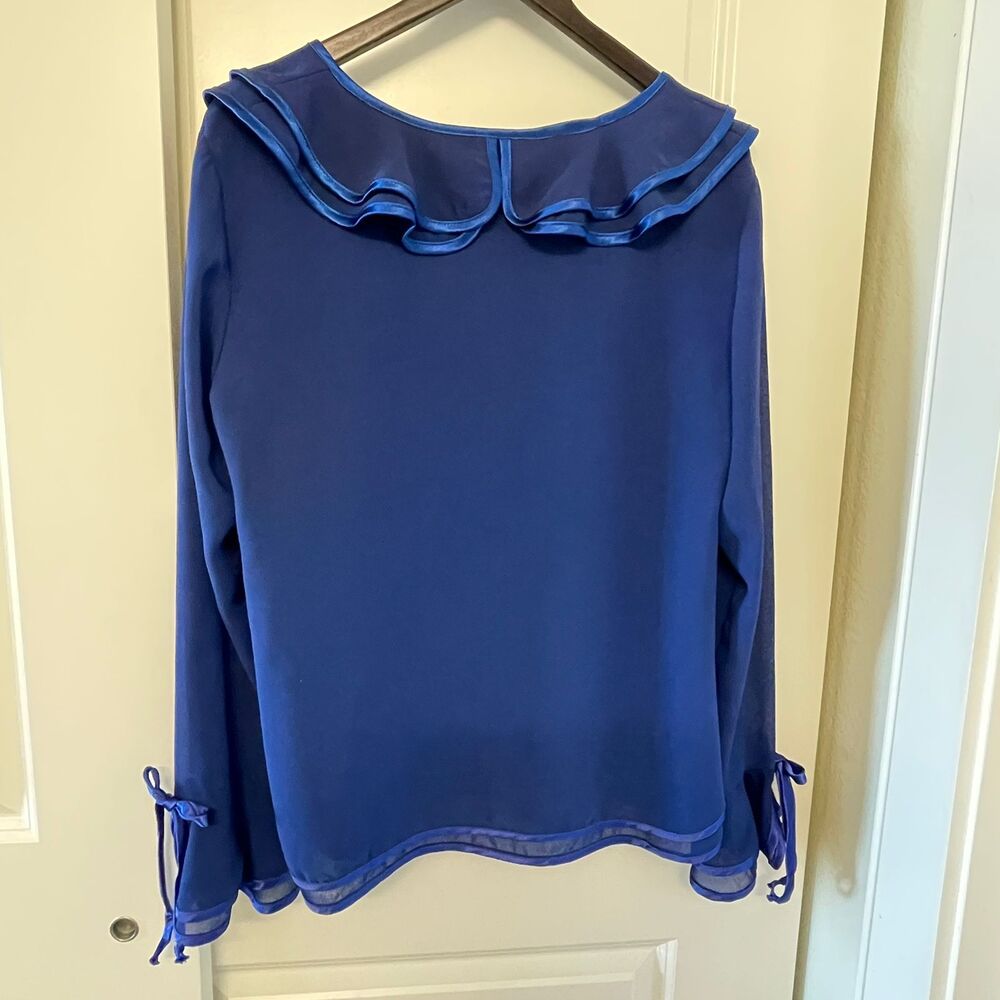 Vintage Y2K Laurence Miller Coquette Romantic Ruffle Satin Blouse Size L/12 - Picture 4 of 11